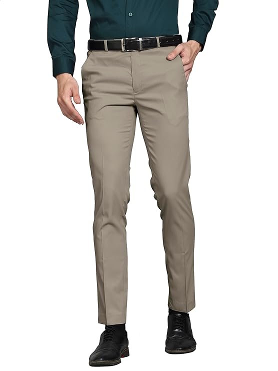 Vogaan Formal Pant with Expandable Waist for Men | Men's Cotton Regular Fit Flat Front Pant for Party and Casual Wear