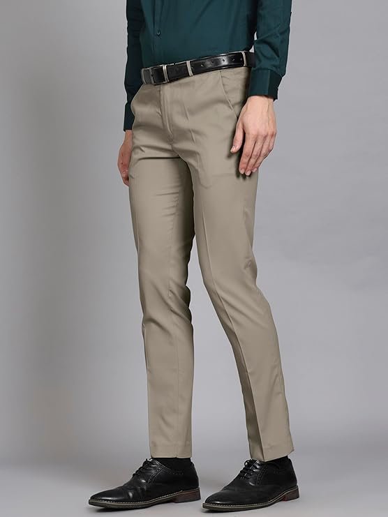 Vogaan Formal Pant with Expandable Waist for Men | Men's Cotton Regular Fit Flat Front Pant for Party and Casual Wear - Image 3